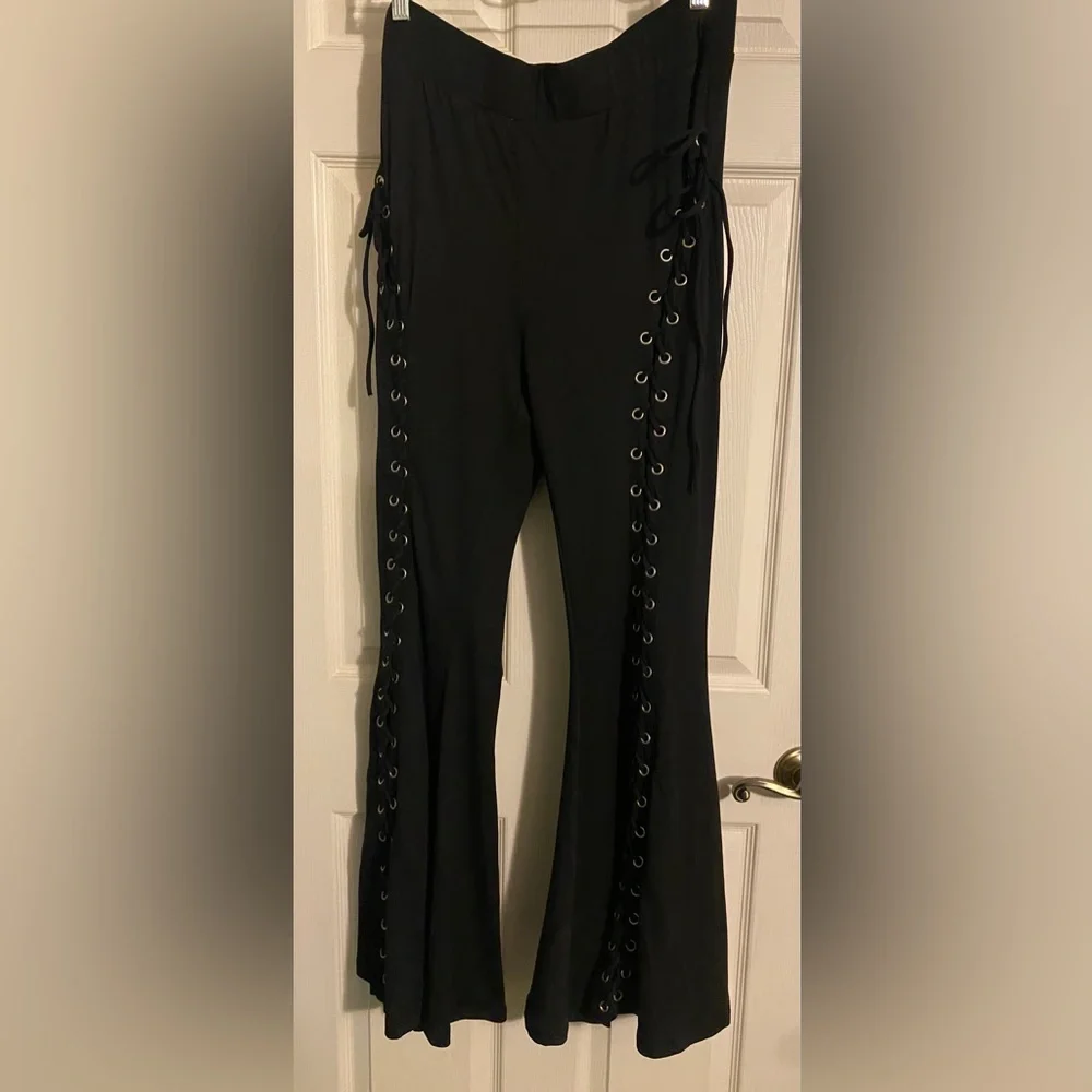 Forest Ink ๐ค Alice ๐ Lace Up Flare Pants ๐ค NWOT - Picture 4 of 7